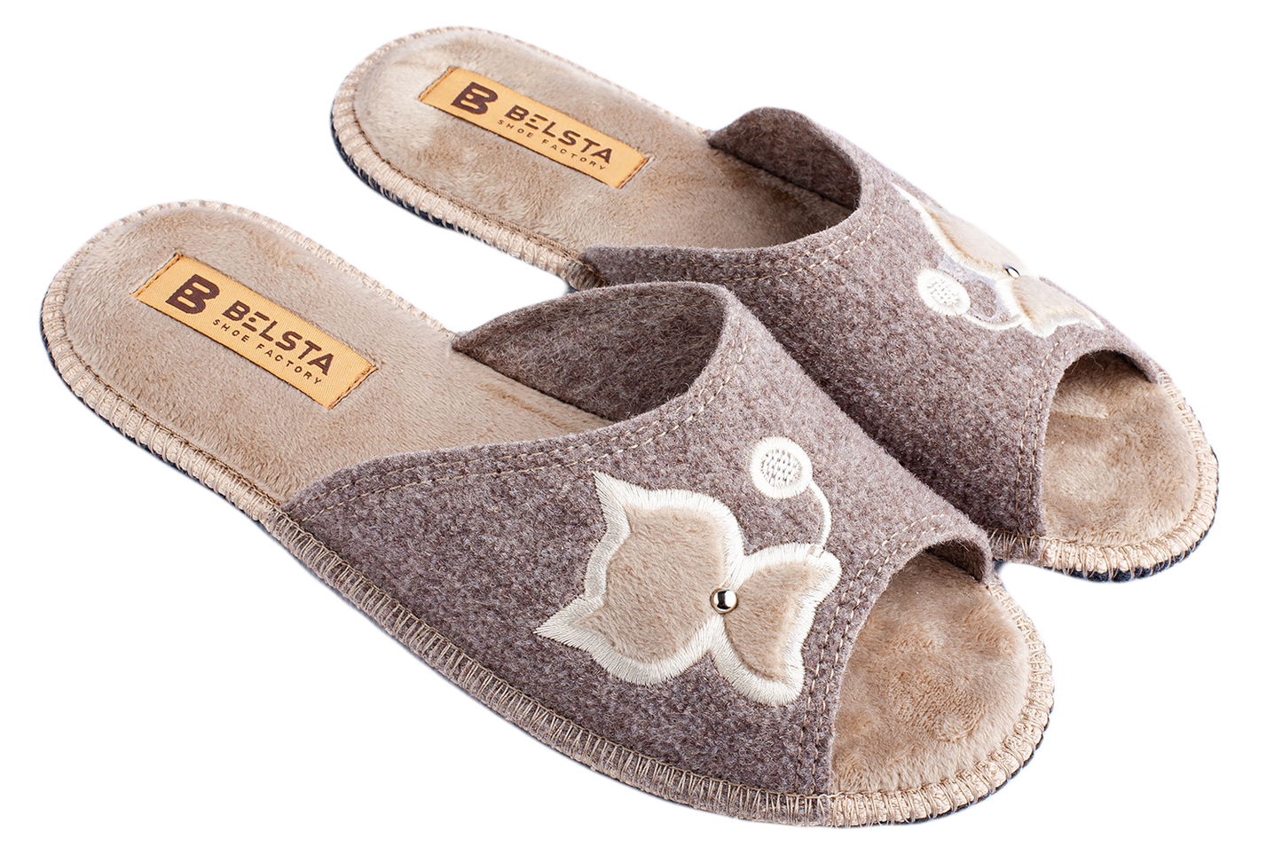 Дамски отворени чехли от вълнен филц на фабрика BELSTA